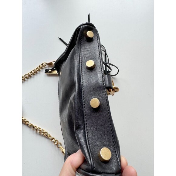 REBECCA MINKOFF Mini MAC Black Leather Gold Chain Crossbody Purse Bag - Picture 6 of 13